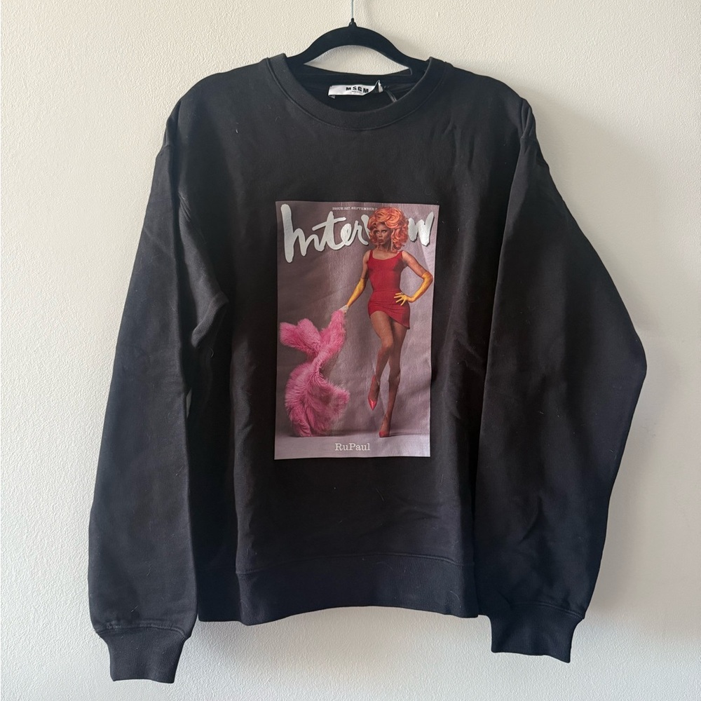 MSGM x Interview Magazine x RuPaul Black Graphic Women's Sweatshirt